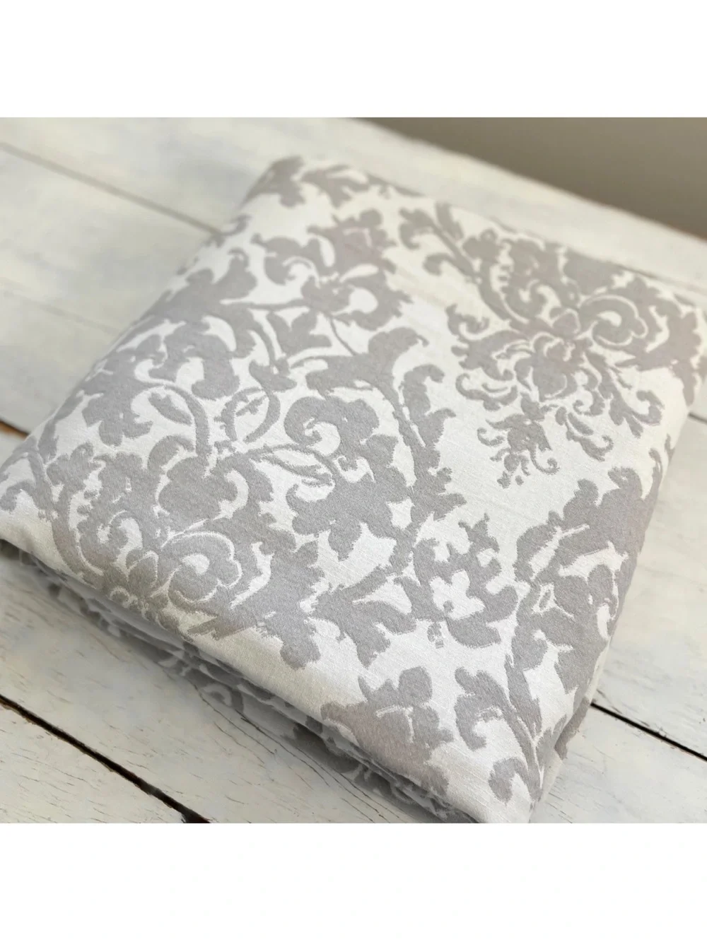 Pottery Barn Jacquard Medallion Cotton Linen Queen Duvet Cover Gray Taupe Scroll